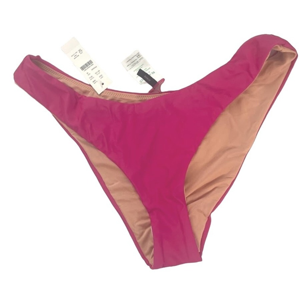 J Crew Hot Pink Mid Rise Cheeky Coverage‎ Bikini Swim Bottom Size Medium NWT